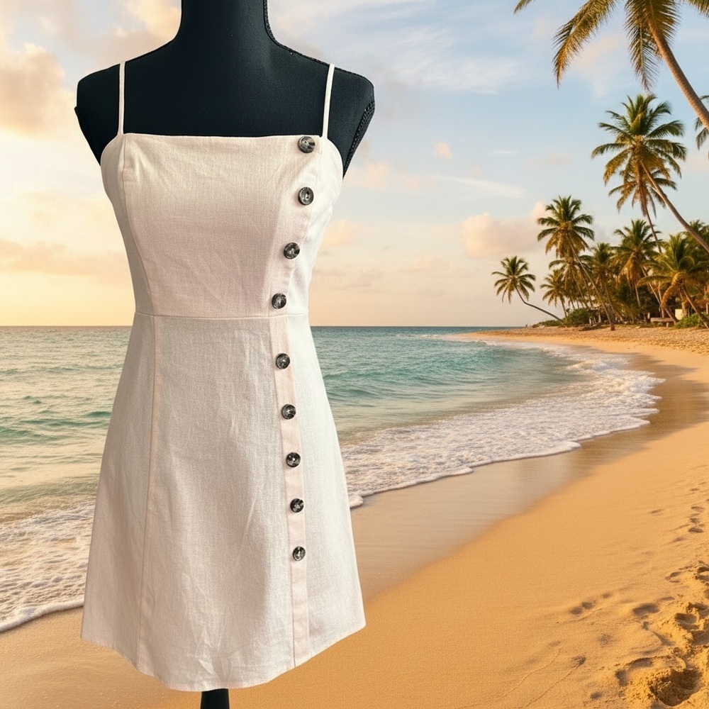 Copper Key (XS) Light Pink Button-Accent Mini Dress